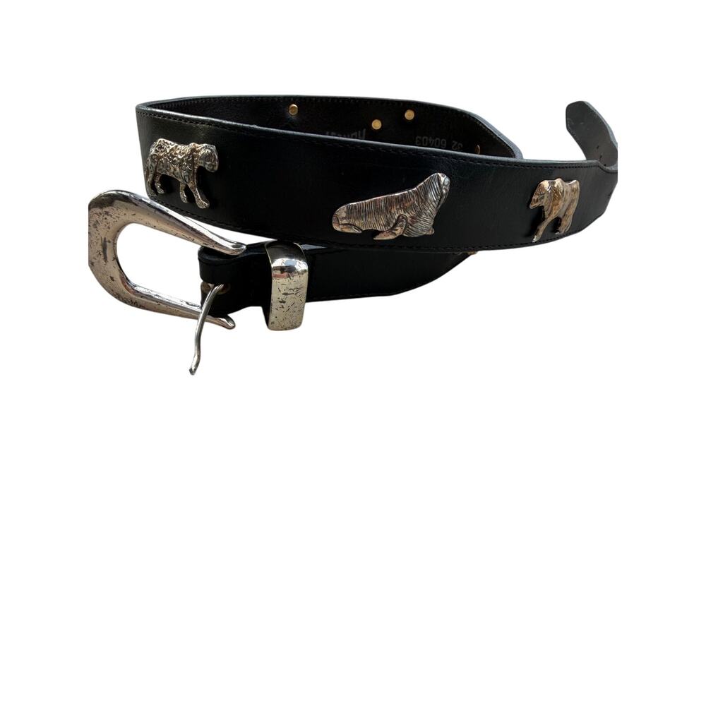 Vintage Brighton "Honest" Wildlife Animal Concho Leather Belt - Size 32